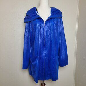Sharon Young Womens Long Sleeves Jacket Electric Blue With HIgh Neck Size XL